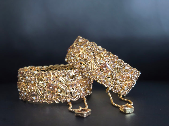 Royal Zircon Bangle (Champagne Color) - Hoor Jewels