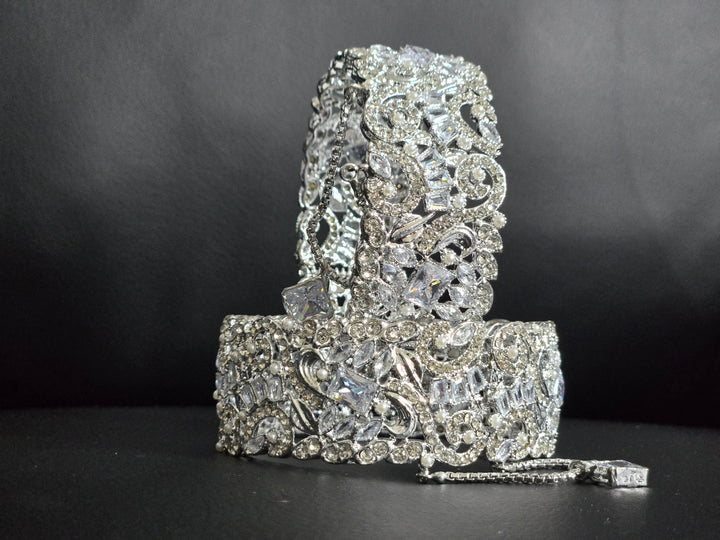 Royal Zircon Bangle (Silver Color) - Hoor Jewels