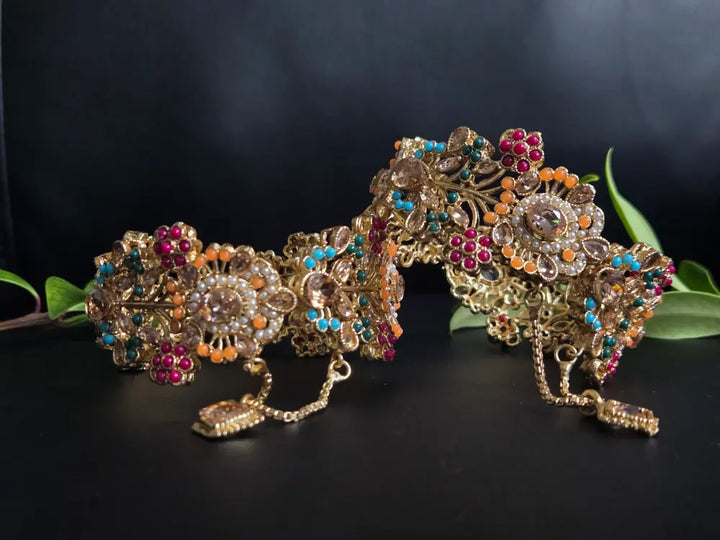 Navrattan Shahkar Bangle – Multi Stone - Hoor Jewels