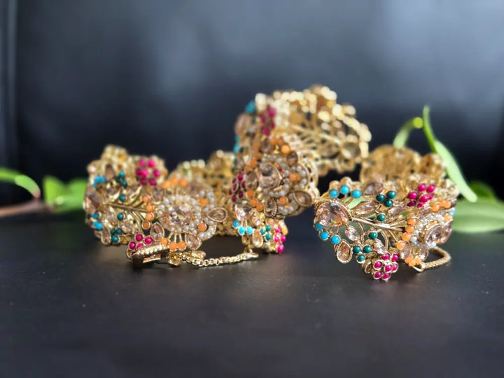Navrattan Shahkar Bangle – Multi Stone - Hoor Jewels
