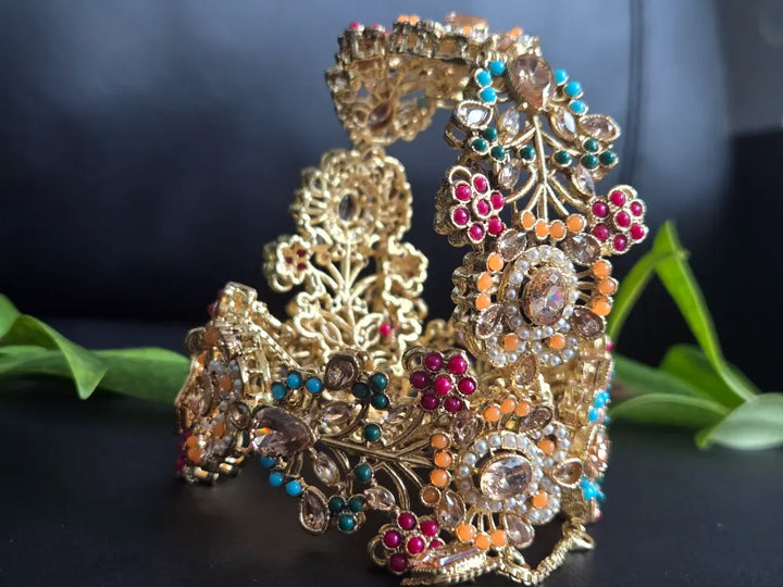 Navrattan Shahkar Bangle – Multi Stone - Hoor Jewels