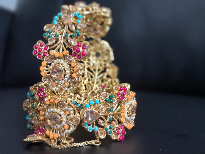 Navrattan Shahkar Bangle – Multi Stone - Hoor Jewels