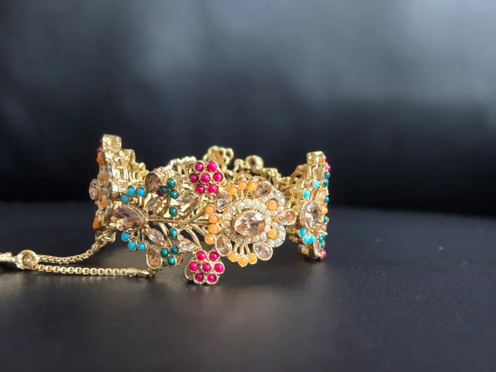 Navrattan Shahkar Bangle – Multi Stone - Hoor Jewels