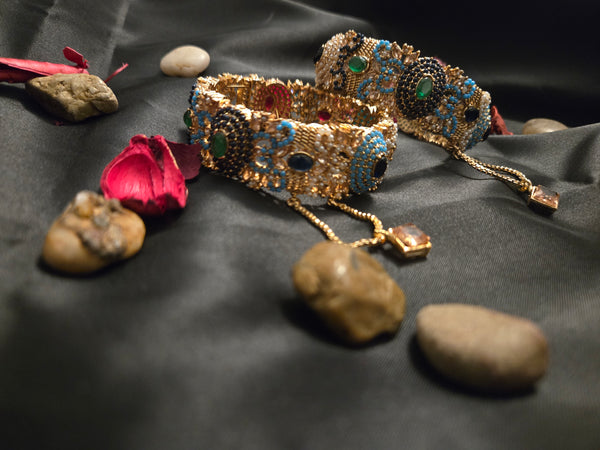 Regal Multicolor Stone Bangle - Hoor Jewels