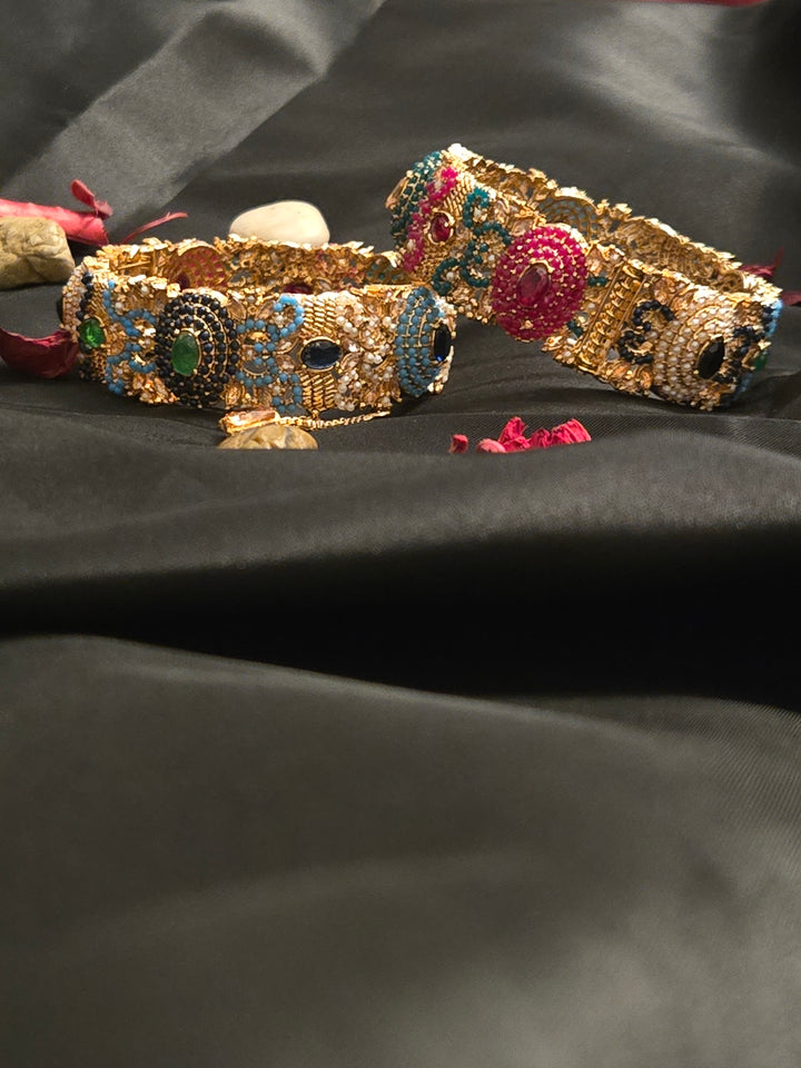 Regal Multicolor Stone Bangle - Hoor Jewels