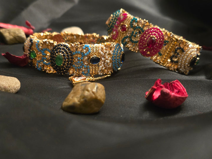 Regal Multicolor Stone Bangle - Hoor Jewels