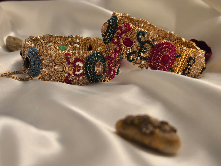 Regal Multicolor Stone Bangle - Hoor Jewels