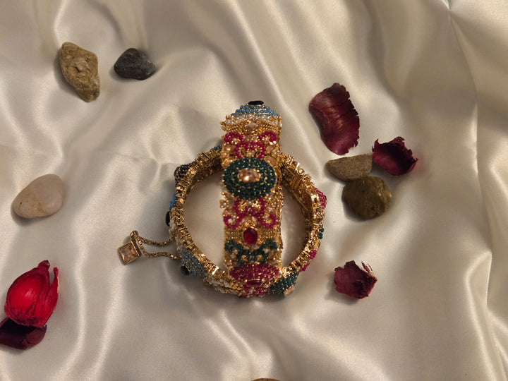 Regal Multicolor Stone Bangle - Hoor Jewels