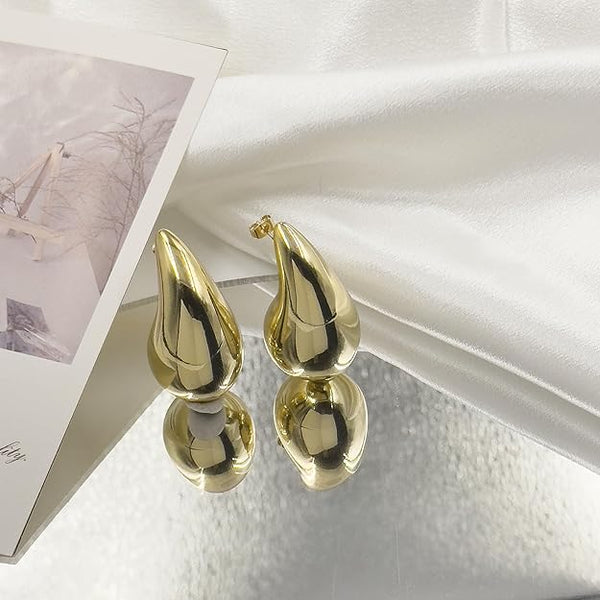 14K Gold Teardrop Dangle Earrings