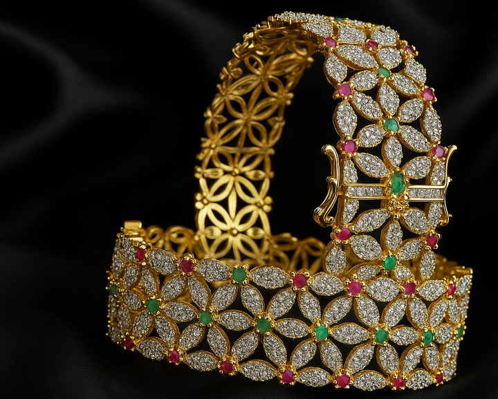 Elegant Multi-Color Floral Bangle - Hoor Jewels