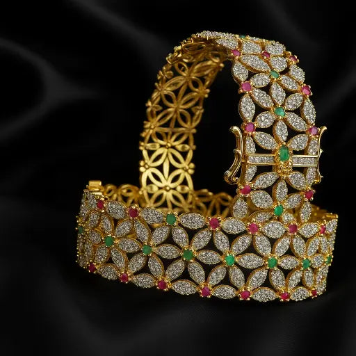 Elegant Multi-Color Floral Bangle - Hoor Jewels