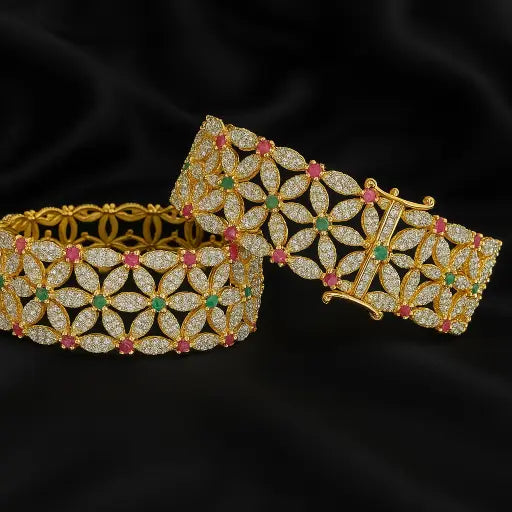 Elegant Multi-Color Floral Bangle - Hoor Jewels
