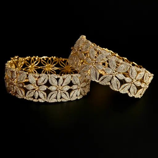 Elegant Floral Bangle - Hoor Jewels