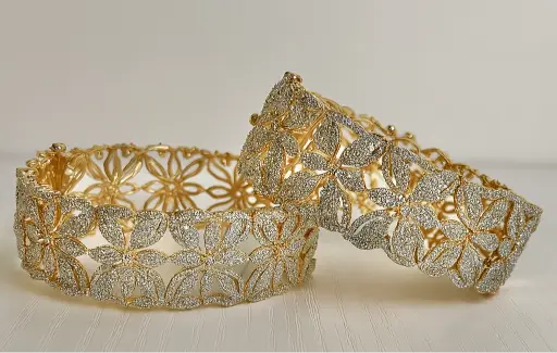 Elegant Floral Bangle - Hoor Jewels