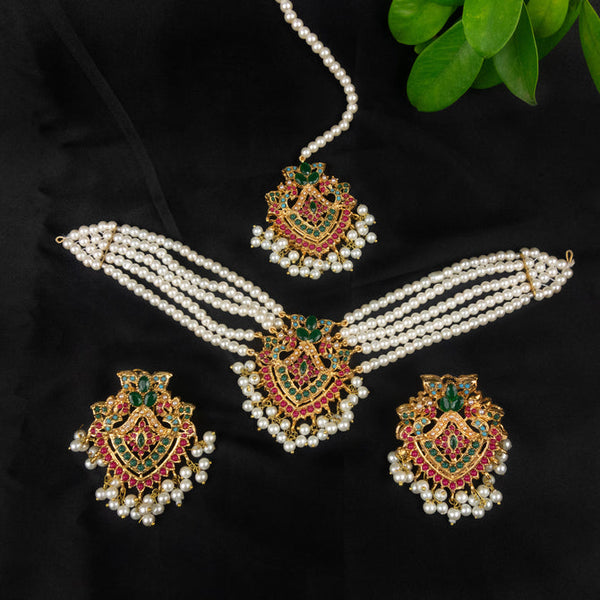 Gold Plated Multi Pearl Choker Set