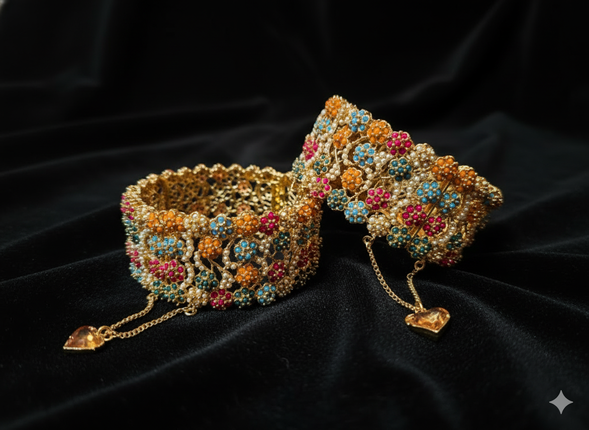 Floral Beaded Traditional Bangles – Hoor Jewels