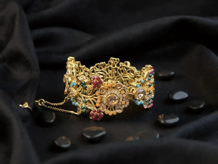 Navrattan Shahkar Bangle – Multi Stone - Hoor Jewels