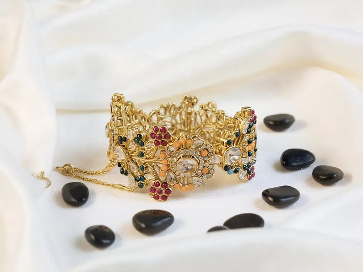 Navrattan Shahkar Bangle – Multi Stone - Hoor Jewels