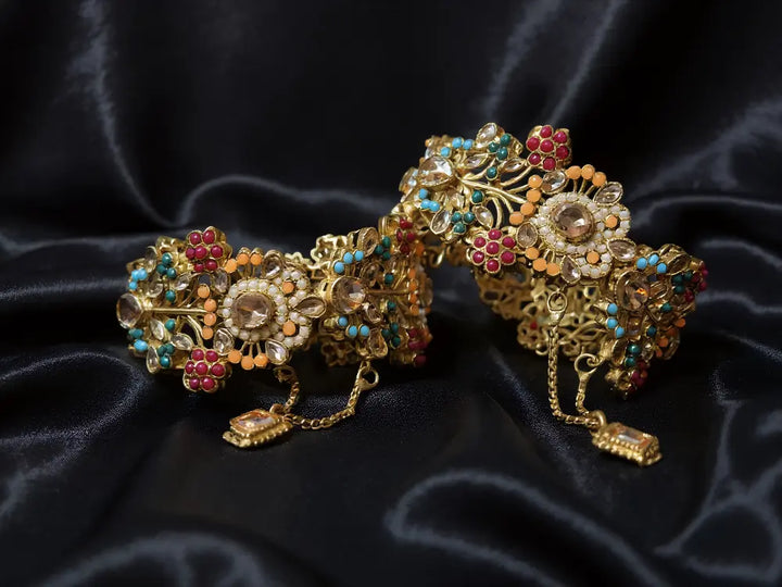 Navrattan Shahkar Bangle – Multi Stone - Hoor Jewels