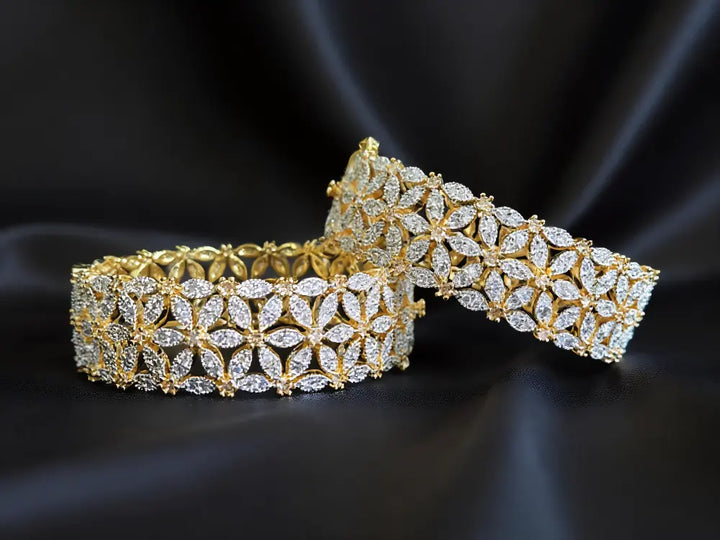 Elegant Floral Bangle - Hoor Jewels