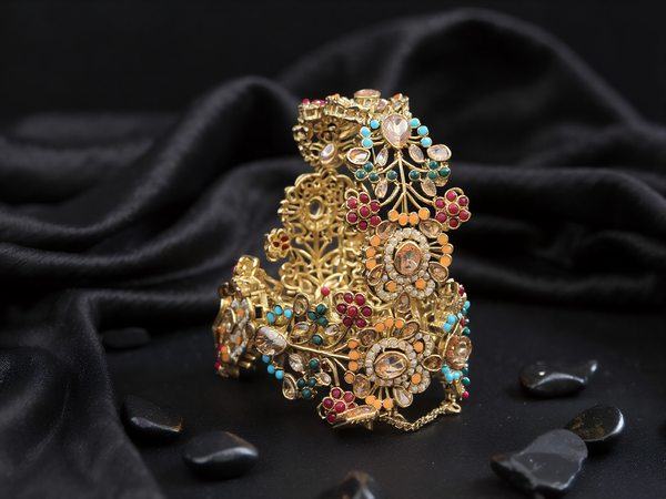Navrattan Shahkar Bangle – Multi Stone - Hoor Jewels