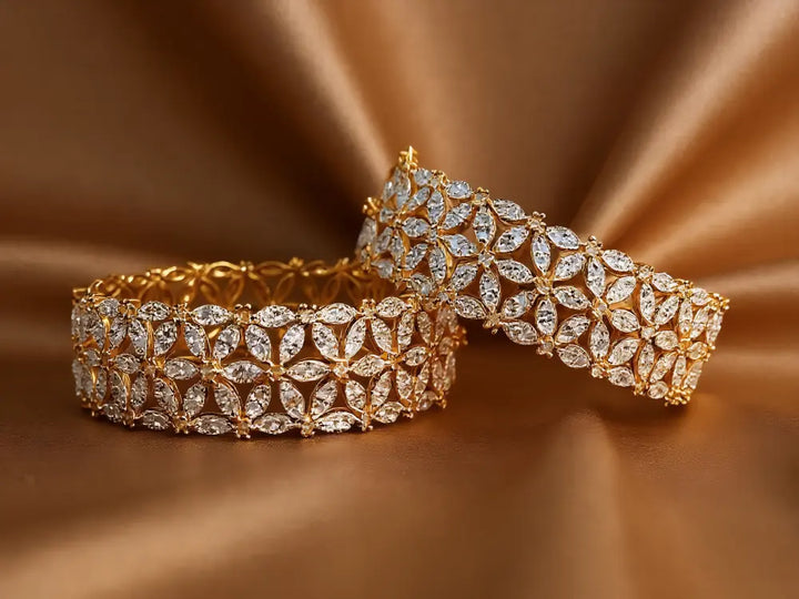 Elegant Floral Bangle - Hoor Jewels