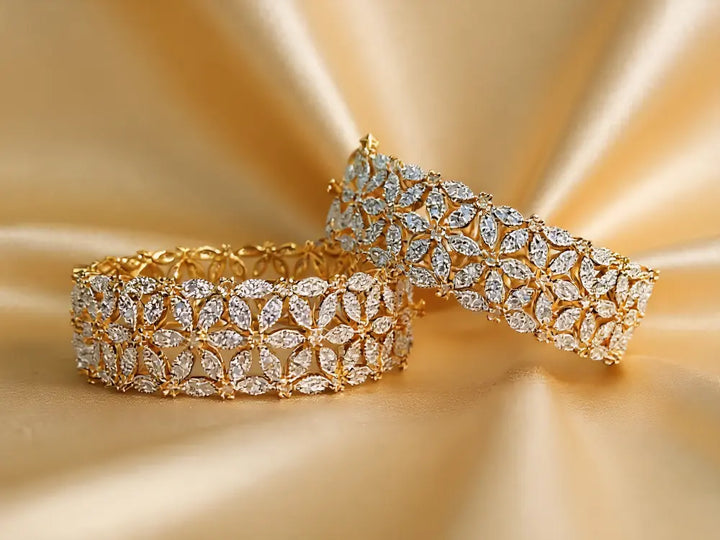 Elegant Floral Bangle - Hoor Jewels