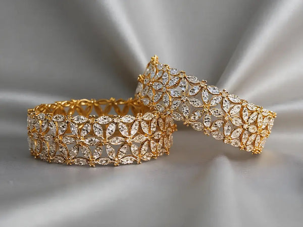 Elegant Floral Bangle - Hoor Jewels