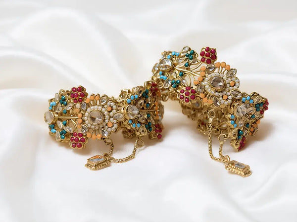 Navrattan Shahkar Bangle – Multi Stone - Hoor Jewels