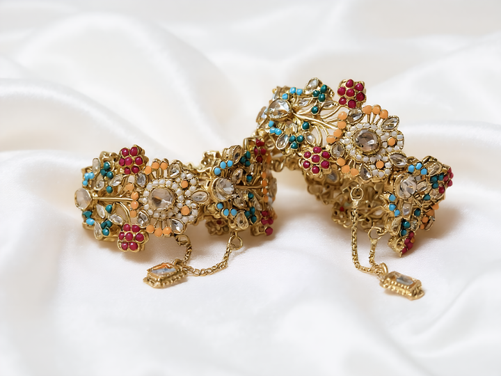 Navrattan Shahkar Bangle – Multi Stone - Hoor Jewels