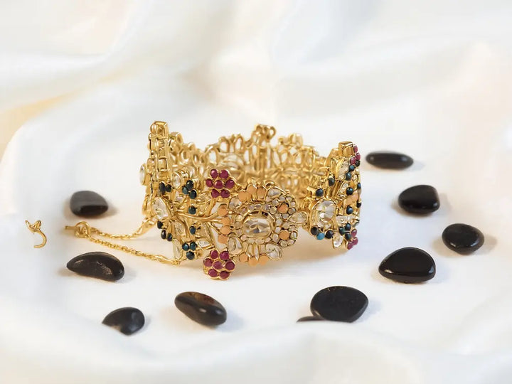 Navrattan Shahkar Bangle – Multi Stone - Hoor Jewels
