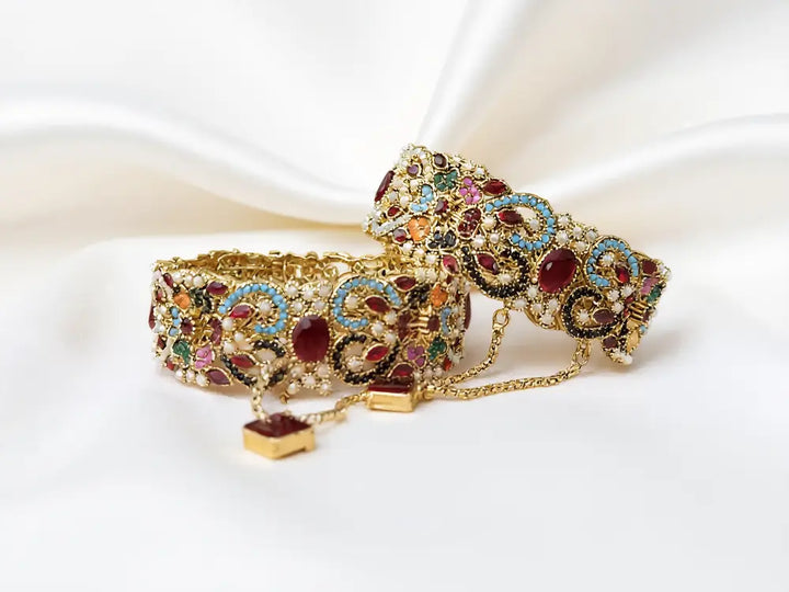 Traditional Naurattan Bangle - Hoor Jewels