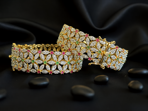 Elegant Multi-Color Floral Bangle - Hoor Jewels