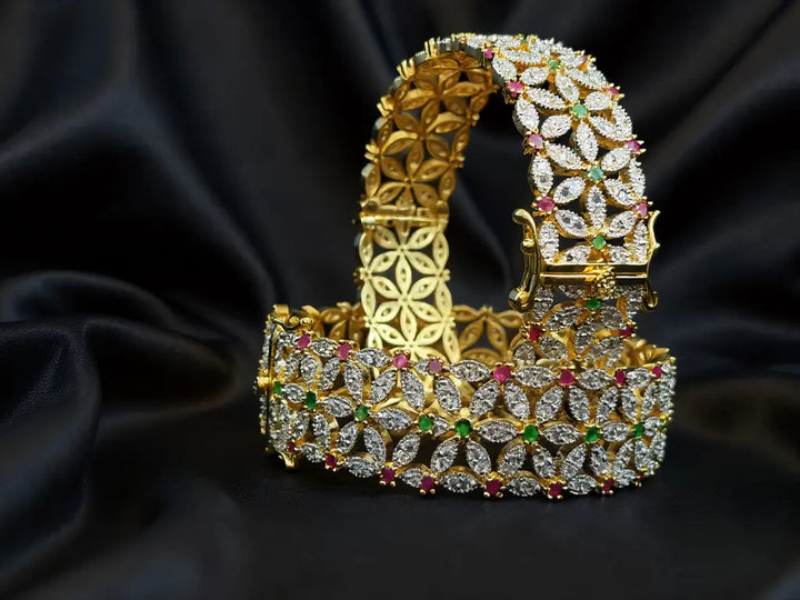 Elegant Multi-Color Floral Bangle - Hoor Jewels
