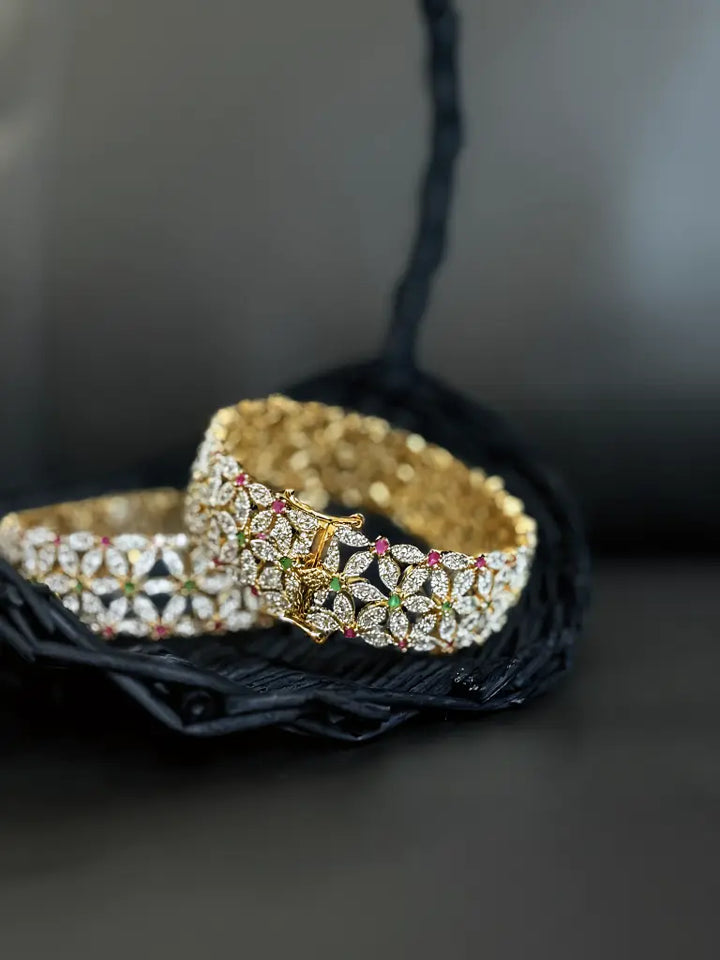 Elegant Multi-Color Floral Bangle - Hoor Jewels