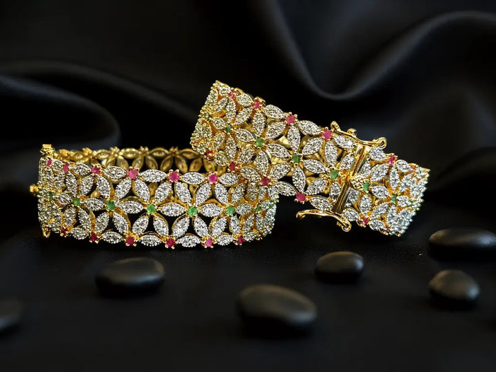 Elegant Multi-Color Floral Bangle - Hoor Jewels