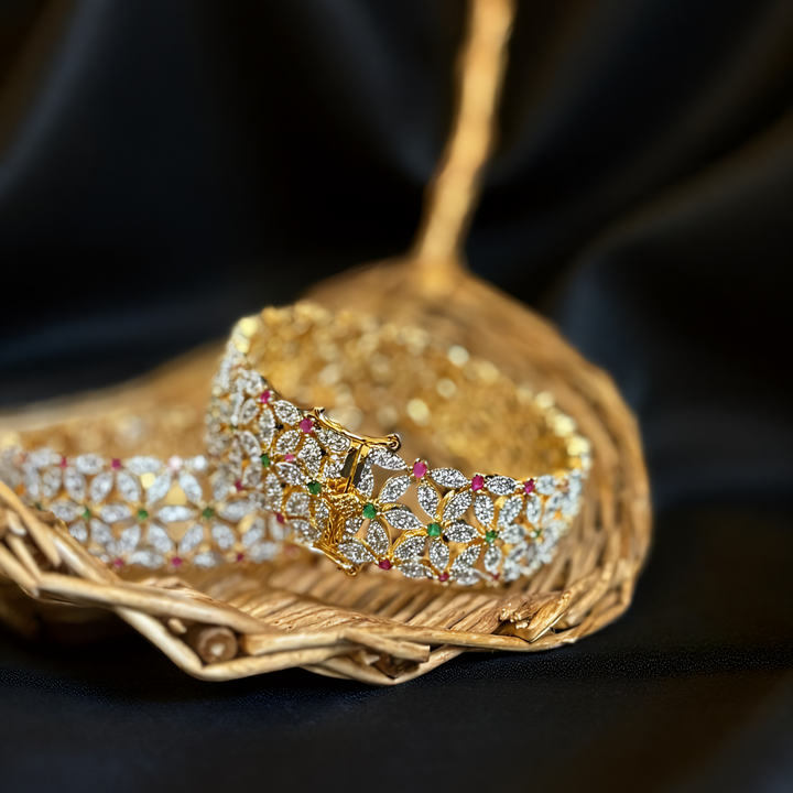 Elegant Multi-Color Floral Bangle - Hoor Jewels