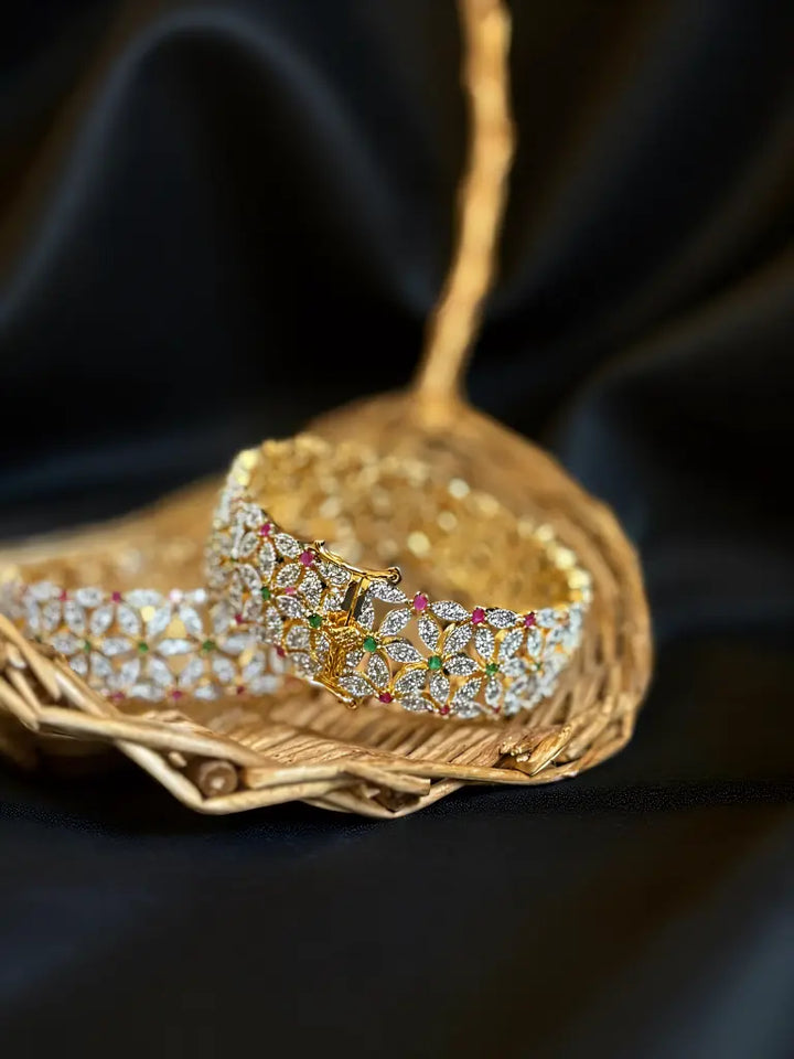 Elegant Multi-Color Floral Bangle - Hoor Jewels