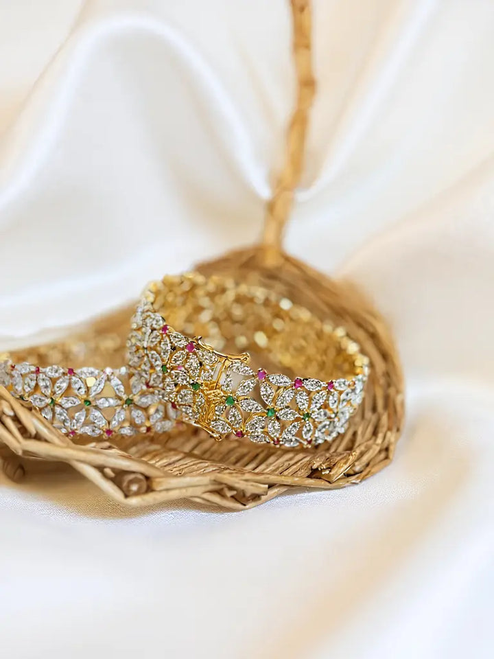 Elegant Multi-Color Floral Bangle - Hoor Jewels