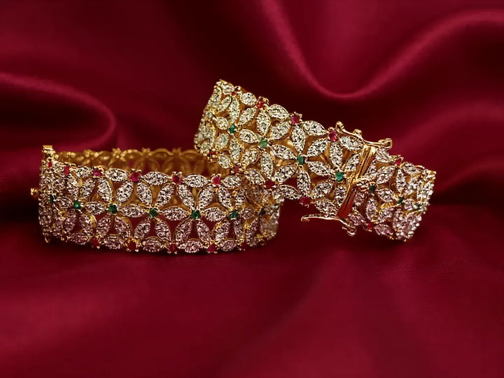 Elegant Multi-Color Floral Bangle - Hoor Jewels