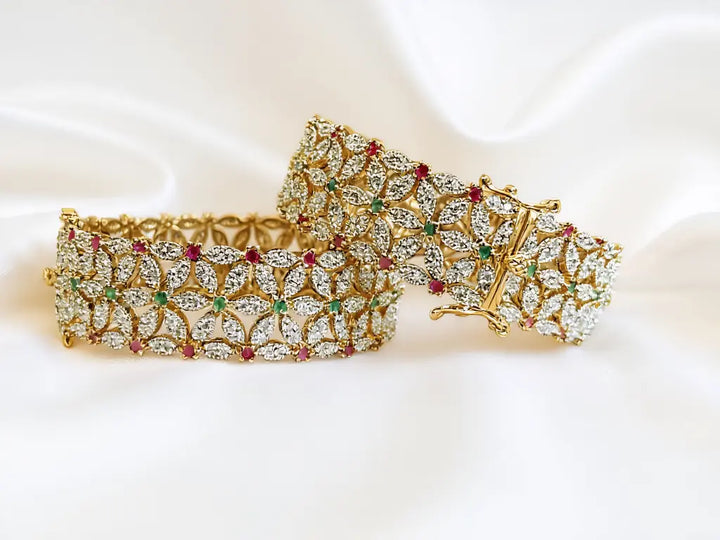 Elegant Multi-Color Floral Bangle - Hoor Jewels