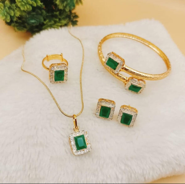 Regal Zirconia Locket Set - Hoor Jewels