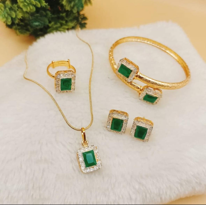 Regal Zirconia Locket Set - Hoor Jewels