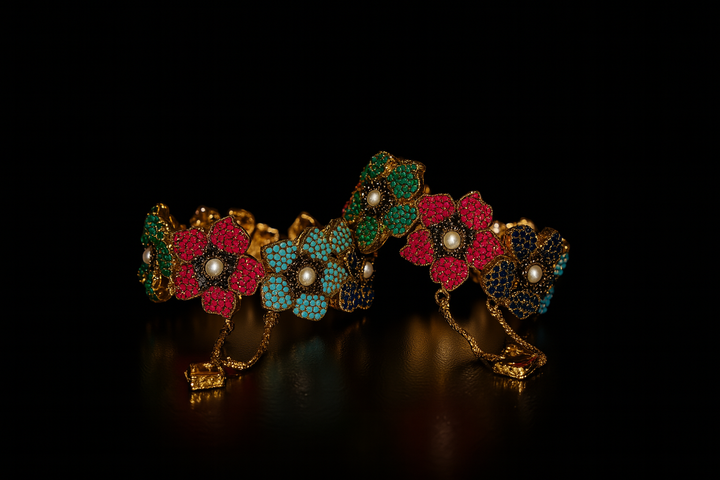 Navrattan Flower Bangle - Hoor Jewels