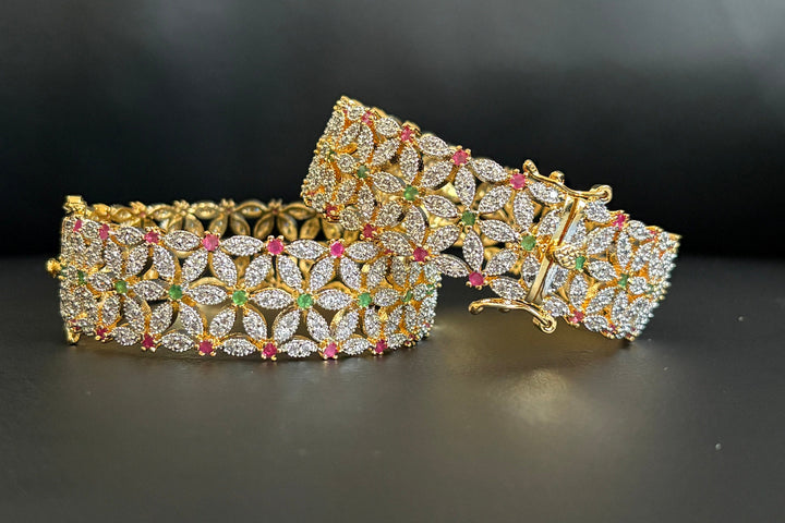 Elegant Multi-Color Floral Bangle - Hoor Jewels