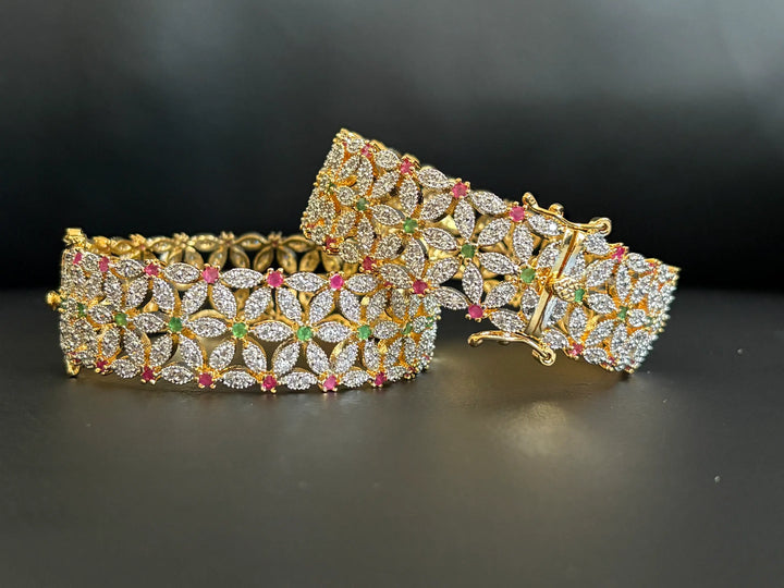 Elegant Multi-Color Floral Bangle - Hoor Jewels