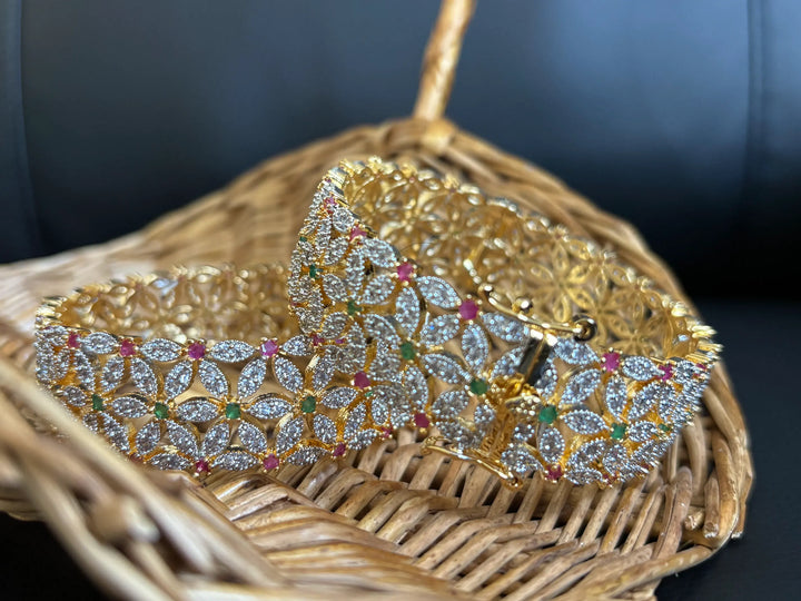 Elegant Multi-Color Floral Bangle - Hoor Jewels