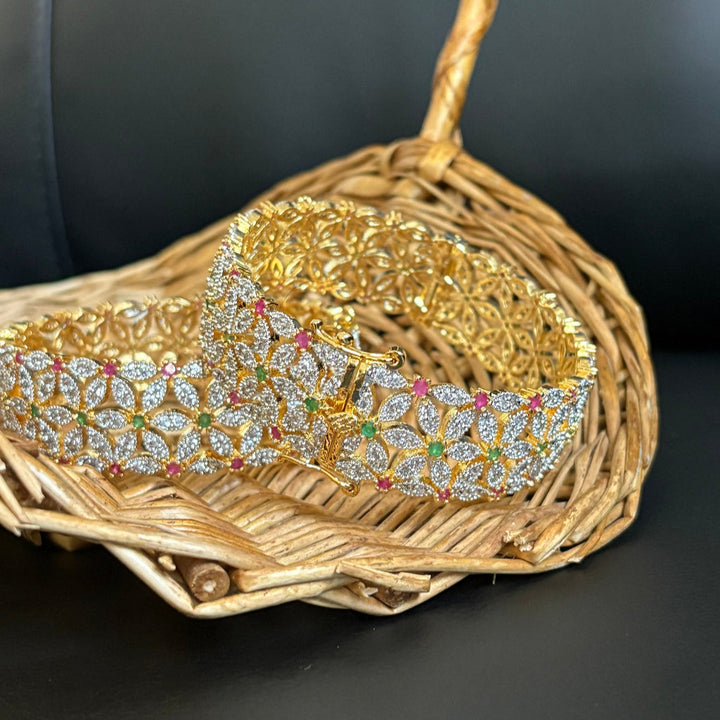 Elegant Multi-Color Floral Bangle - Hoor Jewels