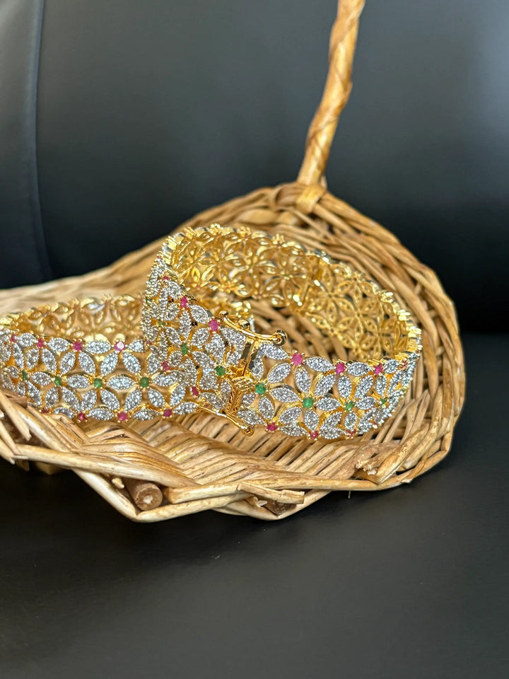 Elegant Multi-Color Floral Bangle - Hoor Jewels