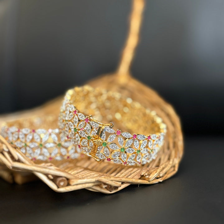 Elegant Multi-Color Floral Bangle - Hoor Jewels